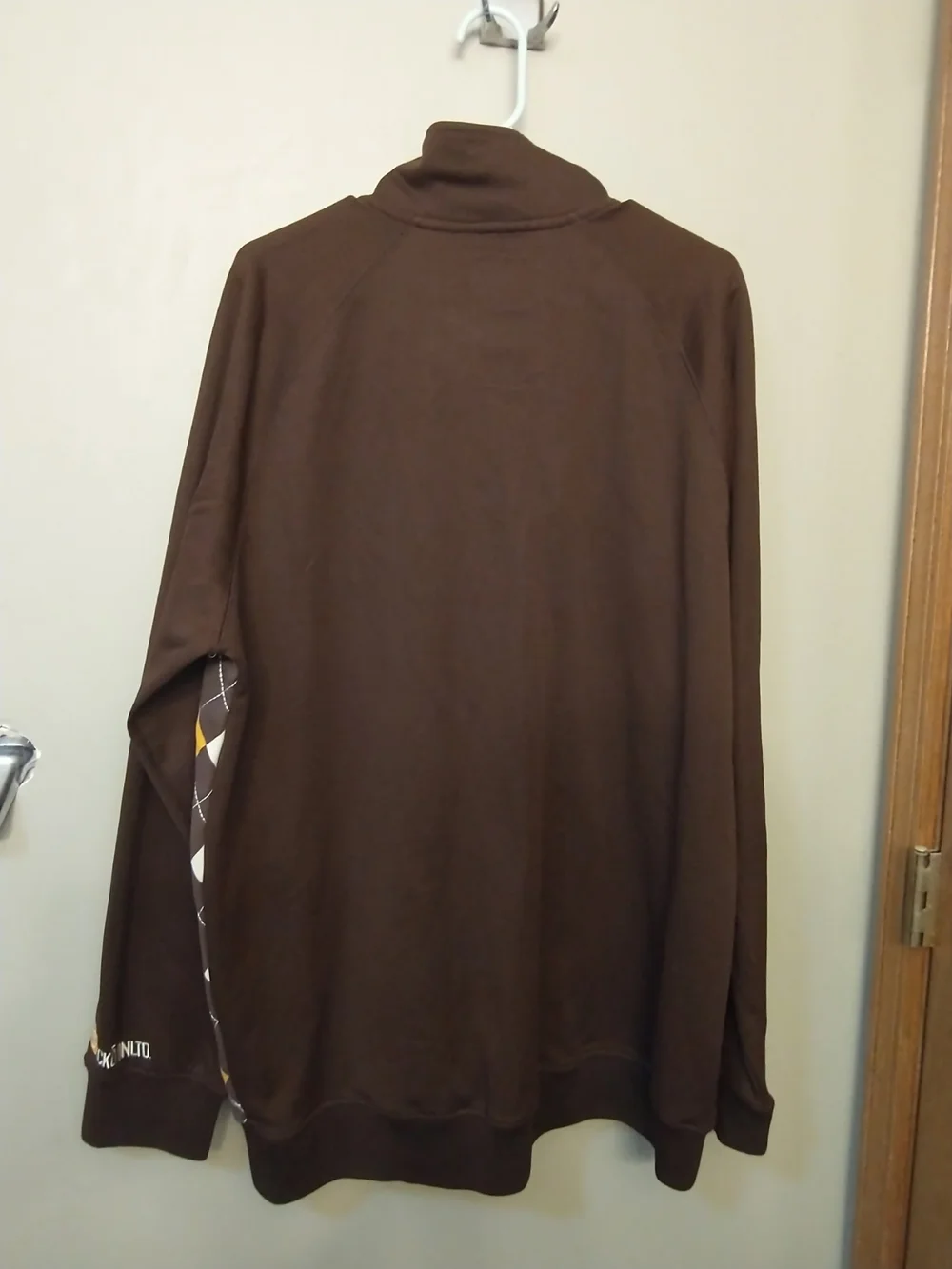 Vintage Ecko Unltd Brown and Yellow Argyle Zip-Up Sweater Jacket